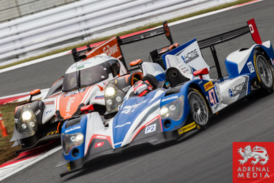 Roman Rusinov (RUS) / Olivier Pla (FRA) / Julien Canal (FRA) / drivers of car #26 LMP2 G-Drive Racing (RUS) Morgan-Nissan battles Matthew Howson (GBR) / Richard Bradley (GBR) / Alexandre Imperatori (CHE) / drivers of car #47 LMP2 KCMG (HKG) Oreca 03-Nissa