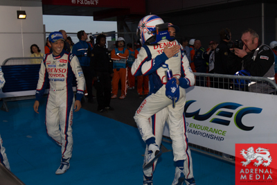 Anthony Davidson (GBR) celebrates winning the race driver of car #8 LMP1 Toyota Racing (JPN) Toyota TS 040 - Hybrid  at Fuji Speedway - Shizuoka Prefecture - Japan