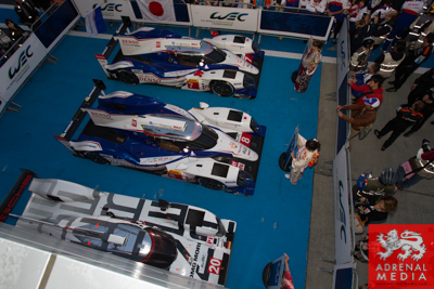 Park Ferme Anthony Davidson (GBR) / Nicolas Lapierre (FRA) / Sebastien Buemi (CHE) / drivers of car #8 LMP1 Toyota Racing (JPN) Toyota TS 040 - Hybrid  and Alexander Wurz (AUT) / Stephane Sarrazin (FRA) / Kazuki Nakajima (JPN) / drivers of car #7 LMP1 Toy