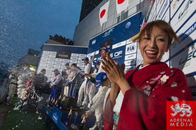 LMP1-H podium Anthony Davidson (GBR) / Nicolas Lapierre (FRA) / Sebastien Buemi (CHE) / drivers of car #8 LMP1 Toyota Racing (JPN) Toyota TS 040 - Hybrid , Alexander Wurz (AUT) / Stephane Sarrazin (FRA) / Kazuki Nakajima (JPN) / drivers of car #7 LMP1 Toy