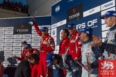 LMGTE Pro podium  Gianmaria Bruni (ITA) / Toni Vilander (FIN) / drivers of car #51 LMGTE PRO AF Corse (ITA) Ferrari F458 Italia, Davide Rigon (ITA) / James Calado (GBR) / drivers of car #71 LMGTE PRO AF Corse (ITA) Ferrari F458 Italia, Alex MacDowall (GBR