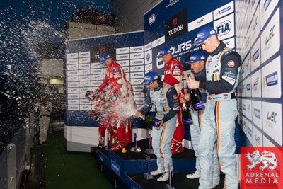 LMGTE Pro podium  Gianmaria Bruni (ITA) / Toni Vilander (FIN) / drivers of car #51 LMGTE PRO AF Corse (ITA) Ferrari F458 Italia, Davide Rigon (ITA) / James Calado (GBR) / drivers of car #71 LMGTE PRO AF Corse (ITA) Ferrari F458 Italia, Alex MacDowall (GBR