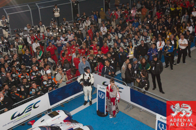 Fans and Team members celebrate with the drivers at Fuji Speedway - Shizuoka Prefecture - Japan