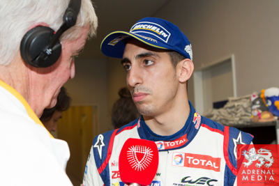 Sebastien Buemi Toyota is interviewed after the race after coming 1st overall  Fuji Speedway - Shizuoka Prefecture - Japan