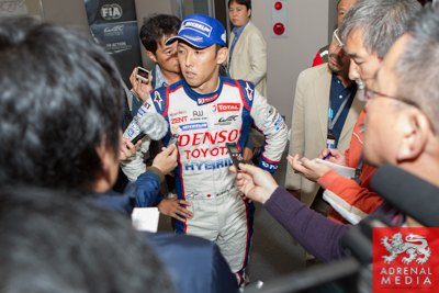 Kazuki Nakajima Toyota is interviewed after the race after coming 2nd overall  Fuji Speedway - Shizuoka Prefecture - Japan