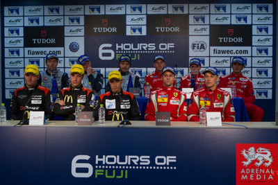 Press Interview Dominik Kraihamer (AUT) / Andrea Belicchi (ITA) / Fabio Leimer (CHE) / drivers of car #13 LMP1 Rebellion Racing (CHE) Rebellion Toyota R-One, Roman Rusinov (RUS) / Olivier Pla (FRA) / Julien Canal (FRA) / drivers of car #26 LMP2 G-Drive Ra