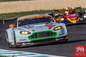 Roald Goethe (DEU) / Stuart Hall (GBR) / Daniel Brown (GBR) drivers of car #85 GULF RACING UK  (GBR) Aston Martin Vantage V8 Race at Circuito Estoril - Cascais - Portugal