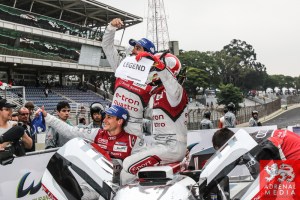 Lucas Di Grassi (BRA) / Loic Duval (FRA) / Tom Kristensen (DNK) / Car #1 LMP1 Audi Sport Team Joest (DEU) Audi R18 e-tron quattro - 6 Hours of Sao Paulo at Interlagos Circuit - Sao Paulo - Brazil