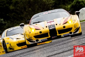 Daniel McKenzie (GBR) / George Richardson (GBR) / Daniel Zampieri (ITA) drivers of car #66 JMW MOTORSPORT (GBR) Ferrari F458 Italia Free Practice 2 at Circuito Estoril - Cascais - Portugal