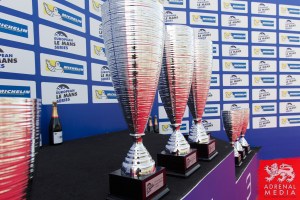 Shots of the Trophiesl and Champagne on the podium at Circuito Estoril - Cascais - Portugal
