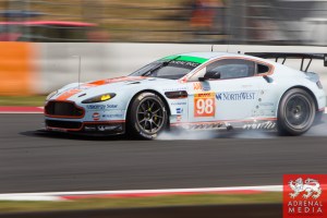 Paul Dalla Lana (CAN) / Pedro Lamy (PRT) / Christoffer Nygaard (DNK) / drivers of car #98 LMGTE AM Aston Martin Racing (GBR) Aston Martin Vantage V8 Free Practice 1 at Fuji Speedway - Shizuoka Prefecture - Japan