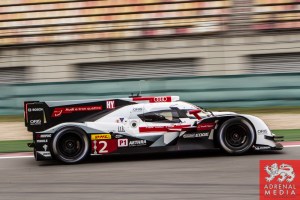 Marcel Fassler (CHE) / Andre Lotterer (DEU) / Benoit Treluyer (FRA) / drivers of car #2 LMP1 Audi Sport Team Joest (DEU) Audi R18 e-tron quattro Free Practice 1 - 6 Hours of Shanghai at Shanghai International Circuit - Shanghai - China