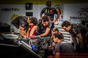 NEXTEV TCR Formula E Team garage FormulaE Battersea, London Round 11 2nd Practice Photo: - Richard Washbrooke Photography